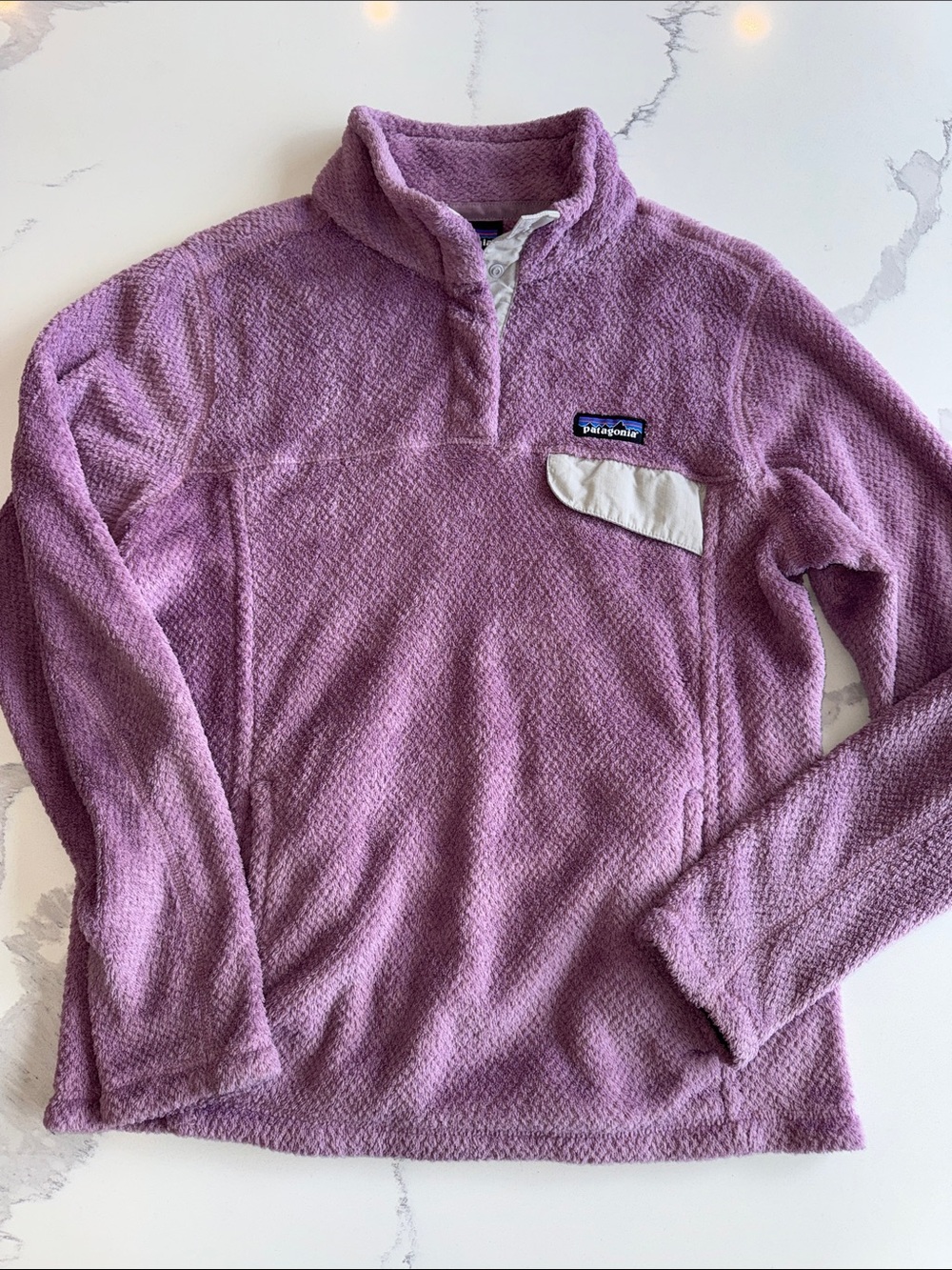 Patagonia Women's Re-Tool Snap-T Pullover polartec mauve purple lavender fleece